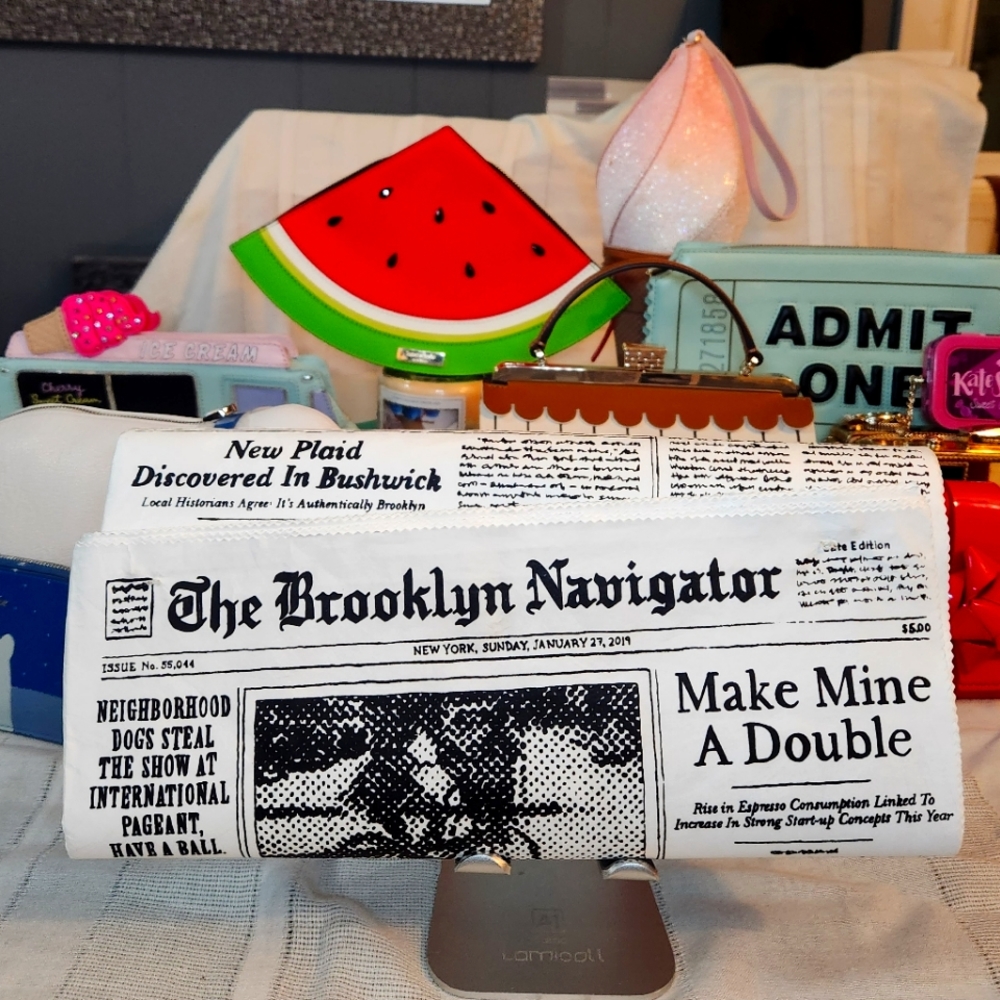 Kate Spade Glitzy Ritzy Newspaper Clutch NWT